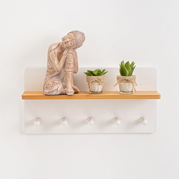 Appendiabiti da parete bianco con ripiano - Casa Selección-image-1