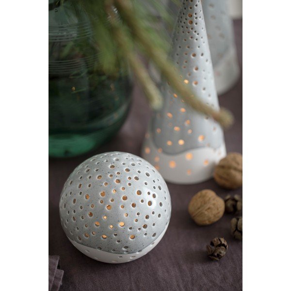 Portacandele natalizio in bone china grigia, ⌀ 14 cm Nobili - Kähler Design-image-1