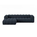 Divano angolare blu scuro (con penisola a sinistra/con chaise lounge) con rivestimento in ciniglia Lupine – Micadoni 