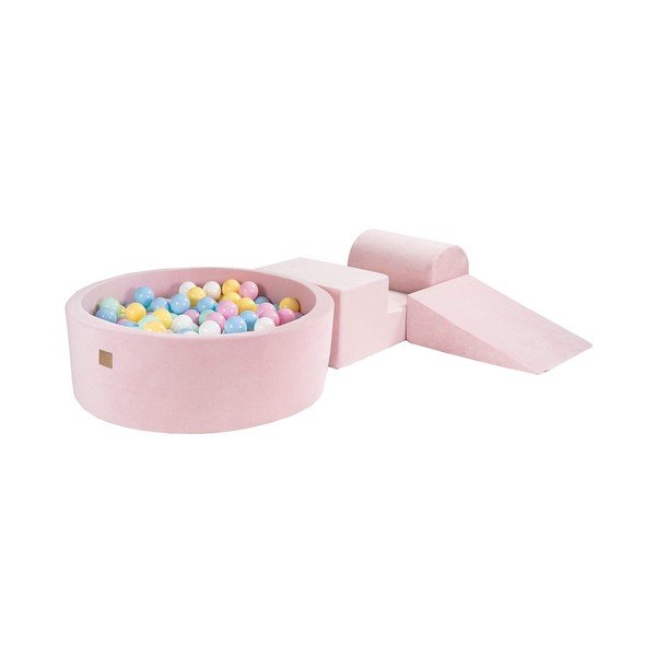 Gioco per psicomotricità rosa in velluto 4 pz altezza totale 30 cm 225x90 cm Montessori – Meowbaby