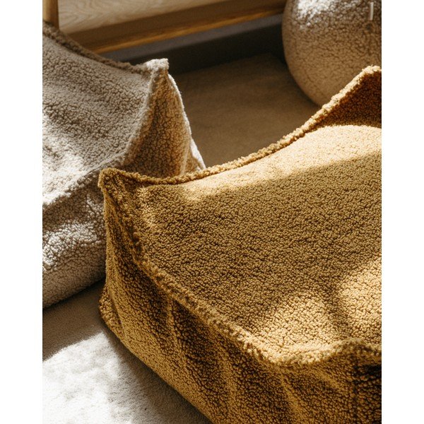 Pouf a sacco per bambini marrone con rivestimento in bouclé Square – Wigiwama-image-2