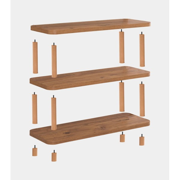 Libreria in pino decorato in colore naturale 80x75 cm Step - Kalune Design-image-2