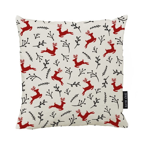 Cuscino natalizio con fodera in cotone Deer, 45 x 45 cm They are Flying - Butter Kings