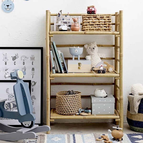 Libreria per bambini in bambù colore naturale 66x105 cm Zep - Bloomingville Mini-image-1