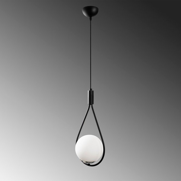 Lampadario bianca e nera con paralume in vetro Mudoni – Opviq lights-image-3