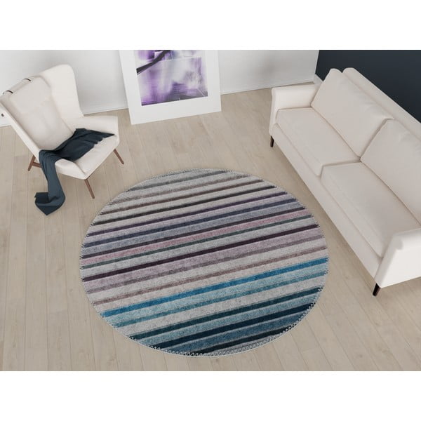 Tappeto rotondo lavabile blu-grigio ø 120 cm - Vitaus-image-1