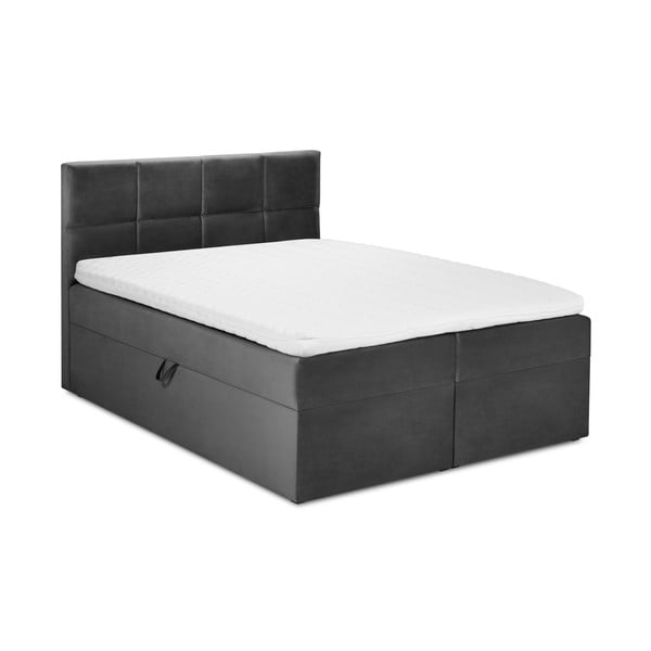 Letto boxspring grigio scuro con contenitore 180x200 cm Mimicry - Mazzini Beds