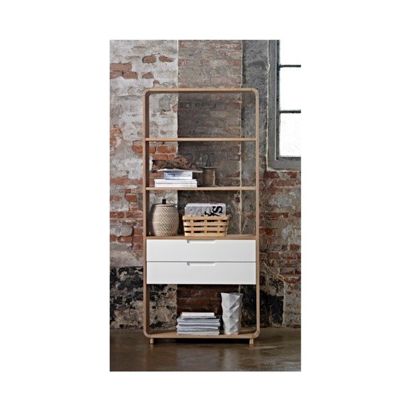 Libreria bianca in rovere 82x194 cm Amalfi - Unique Furniture-image-1