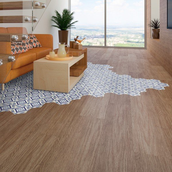 Set di 10 adesivi per pavimenti Esagoni Leonardina, 40 x 90 cm - Ambiance-image-3