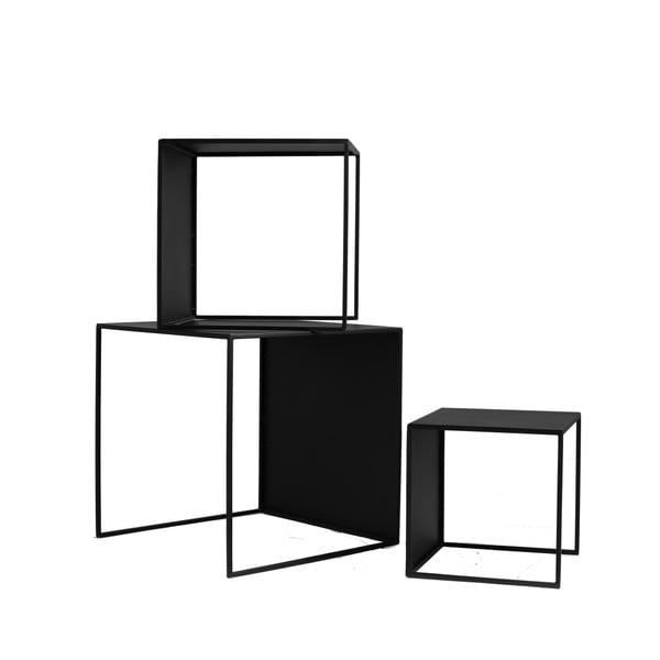 Set di 3 tavolini di stoccaggio a 2 pareti di forma personalizzata nera - CustomForm