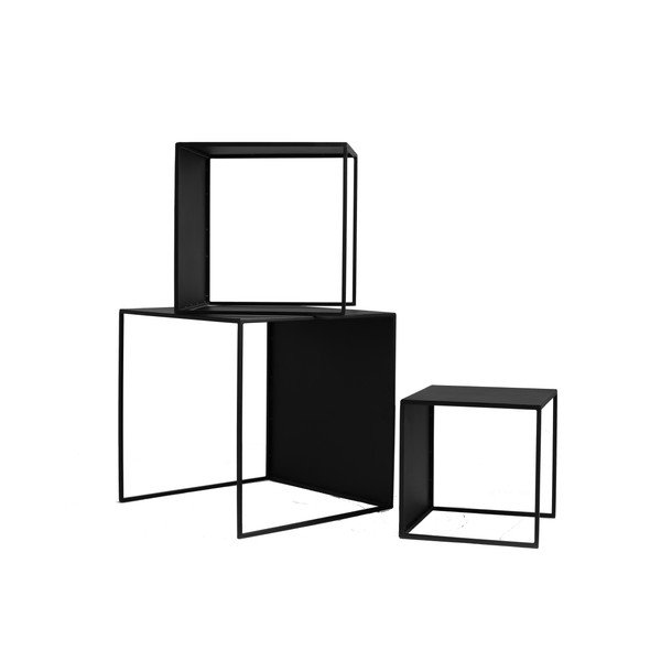 Set di 3 tavolini di stoccaggio a 2 pareti di forma personalizzata nera - CustomForm