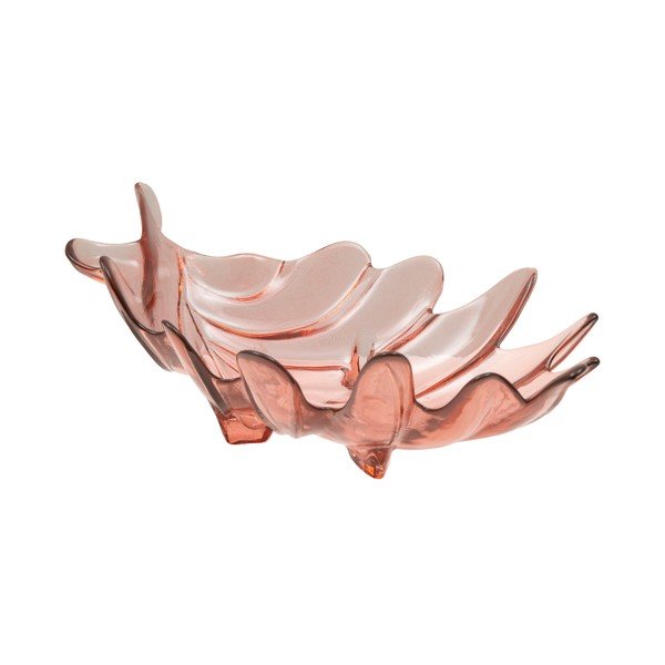 Ciotola in vetro riciclato rosa Leaf, 33 x 20 cm - Mauro Ferretti