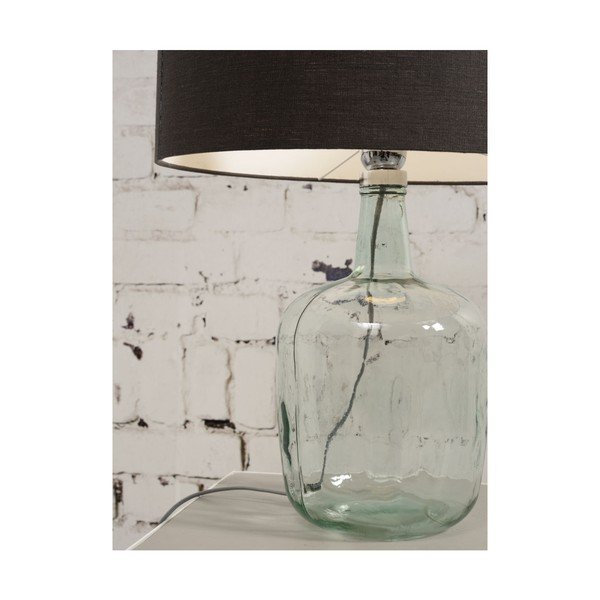 Lampada da tavolo con paralume grigio scuro e struttura in vetro riciclato di Murano, ⌀ 30 cm - Good&Mojo-image-4