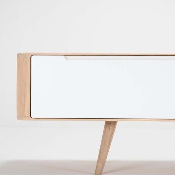 Tavolo TV in legno di quercia, 225 x 55 x 45 cm Ena - Gazzda-image-3