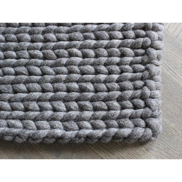 Tappeto in lana intrecciata color noce, 170 x 240 cm Braided Rugs - Wooldot-image-1