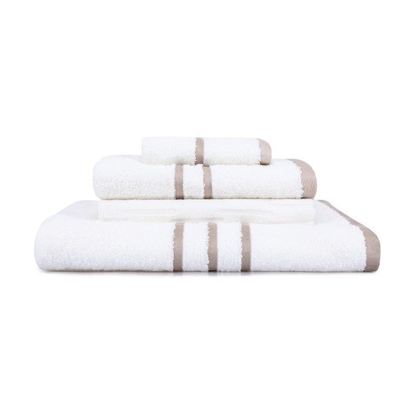 Asciugamani e teli da bagno in cotone bianco in un set di 4 pezzi Linda - Foutastic-image-2