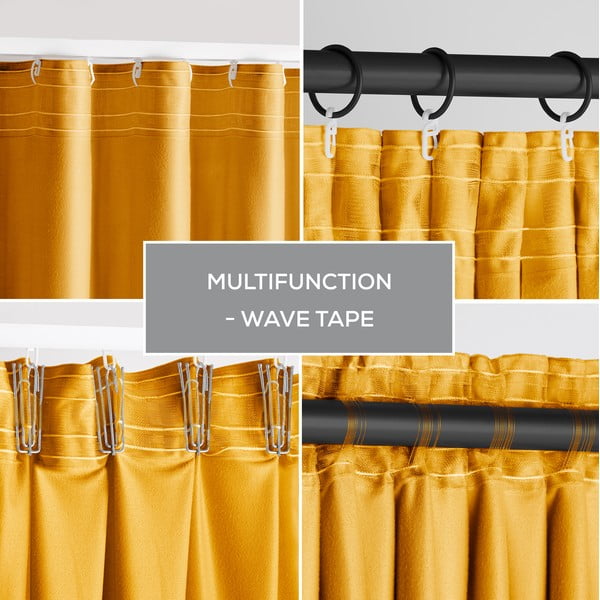 Tenda parzialmente oscurante gialla in velluto 140x270 cm Pleat – Restilo-image-1