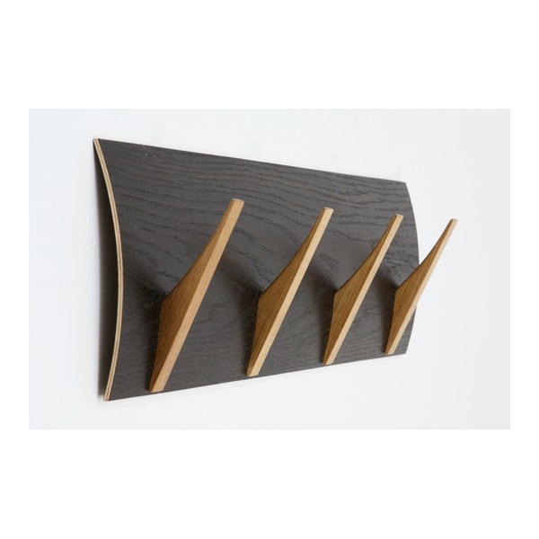 Scaffale da parete in legno massiccio Rack Black Oak Large Naki - Woodman