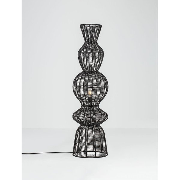 Lampada da terra nera opaca con rivestimento in corda (altezza totale 136 cm) Breena – Nova Luce-image-4