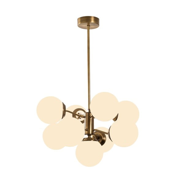 Lampadario bianco/color ottone con paralume in vetro ø 70 cm Mudoni – Opviq lights-image-2
