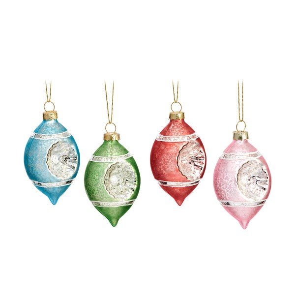 Decorazioni per albero di natale in set in vetro fatte a mano 4 pz ø 5,5 cm Vintage Indented – Sass & Belle