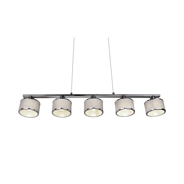 Lampada a sospensione in beige e argento con paralume in tessuto Kaprun - Trio-image-2