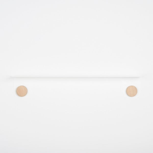 Mensola da parete in acciaio bianco con dettaglio in legno di quercia con 2 ganci , lunghezza 70 cm Hook - Gazzda-image-2