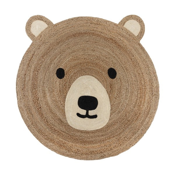 Tappeto per bambini in iuta colore naturale 100x100 cm Bertie Bear - Flair Rugs