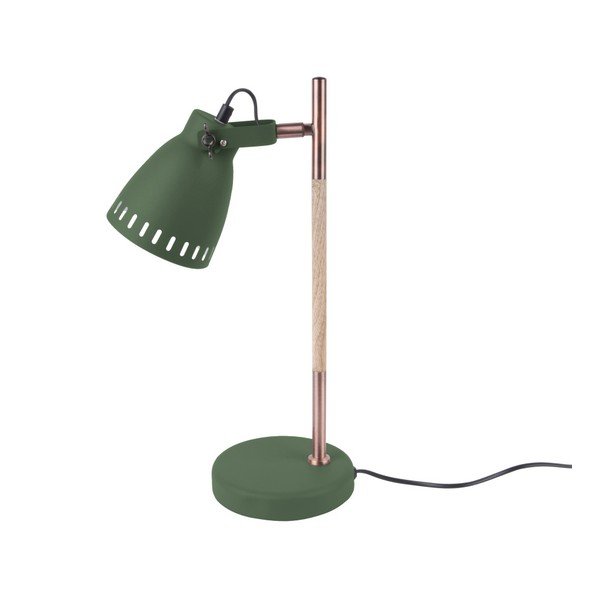 Zelená stolní lampa s detaily v měděné barvě Leitmotiv Mingle