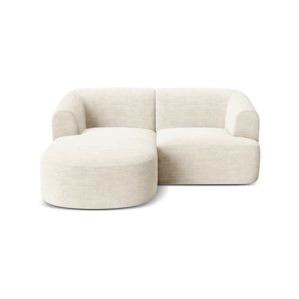 Divano angolare beige (con penisola a sinistra/con chaise lounge) con rivestimento in velluto a coste Campi – Cosmopolitan Design-image-2
