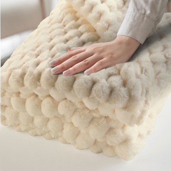 Coperta avorio in micropile 180x220 cm Frosty – douceur d'intérieur-image-2