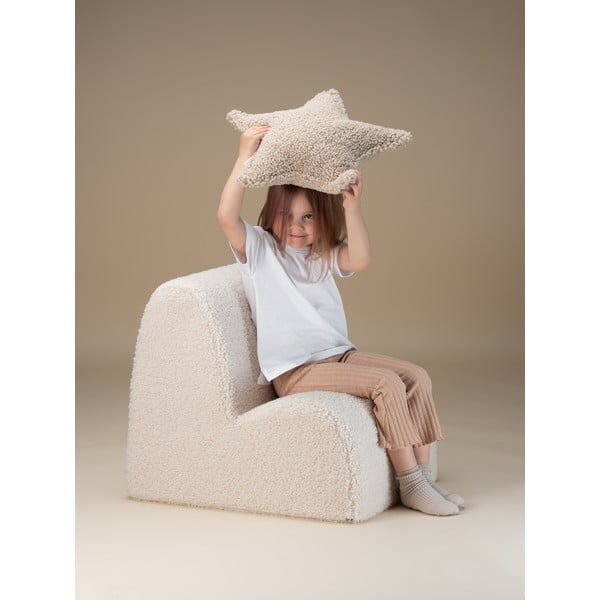 Poltrona per bambini color crema con rivestimento in bouclé Cloud – Wigiwama-image-3