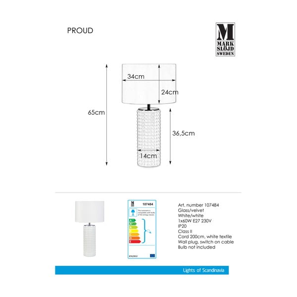 Lampada da tavolo bianca Proud, ø 34 cm - Markslöjd-image-2