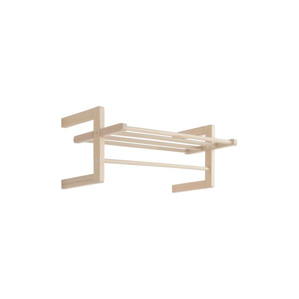 Attaccapanni da parete colore naturale chiaro in pino massiccio con scaffale 70 cm Eddison – Jotex