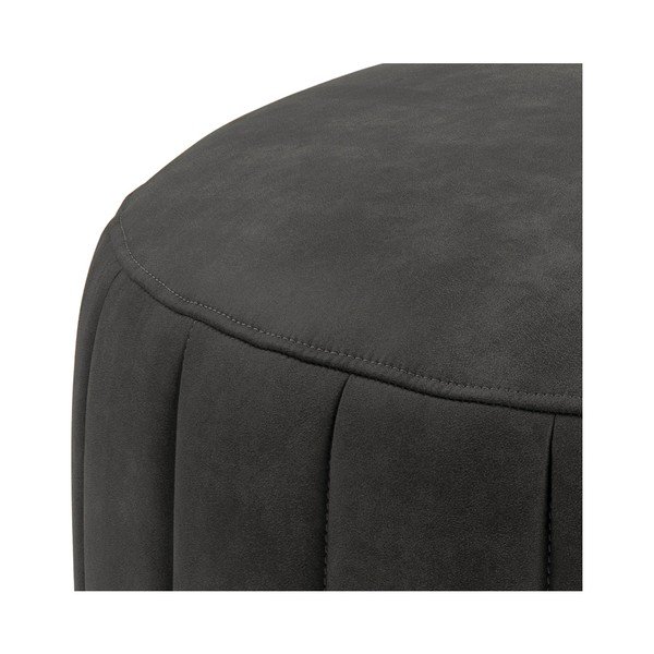 Pouf grigio antracite in similpelle , ⌀ 60 cm Doria - Actona-image-2