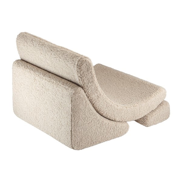 Poltrona per bambini marrone chiaro con rivestimento in bouclé Moon – Wigiwama-image-2