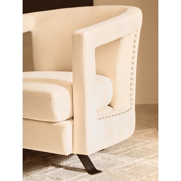 Poltrona beige girevole con rivestimento in velluto Hestia – Premier Housewares-image-4