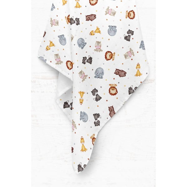 Coperta per bambini bianca in mussola 75x100 cm Zoo – Mijolnir-image-2
