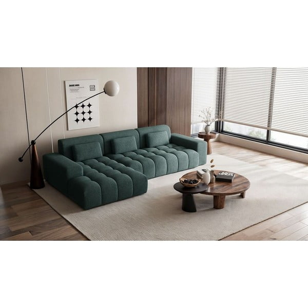 Divano angolare blu (con penisola a sinistra/con chaise lounge) con rivestimento in ciniglia Chevi – Ghado-image-1