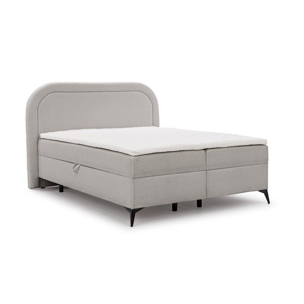 Letto boxspring grigio chiaro con contenitore 140x200 cm Ornes – Ropez