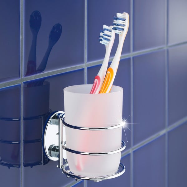 Coppetta portaspazzolino autoportante in acciaio inox bianco Turbo-Loc - Wenko-image-1