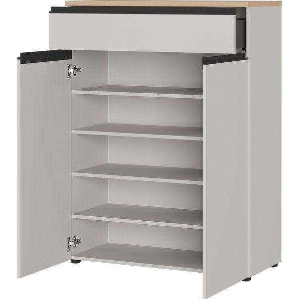 Armadietto greige/colore naturale chiaro 90x120x41 cm Cormano – Germania-image-3