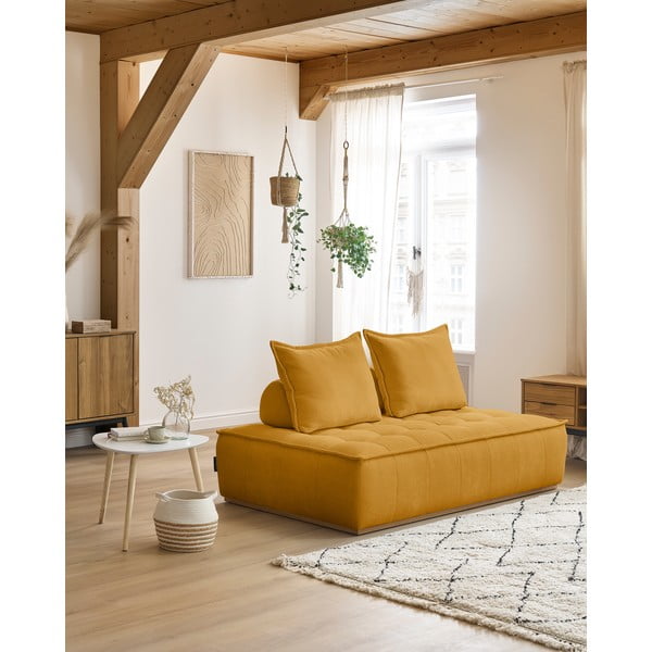 Divano color senape con rivestimento in ciniglia 175 cm Elisa – Bobochic Paris-image-1