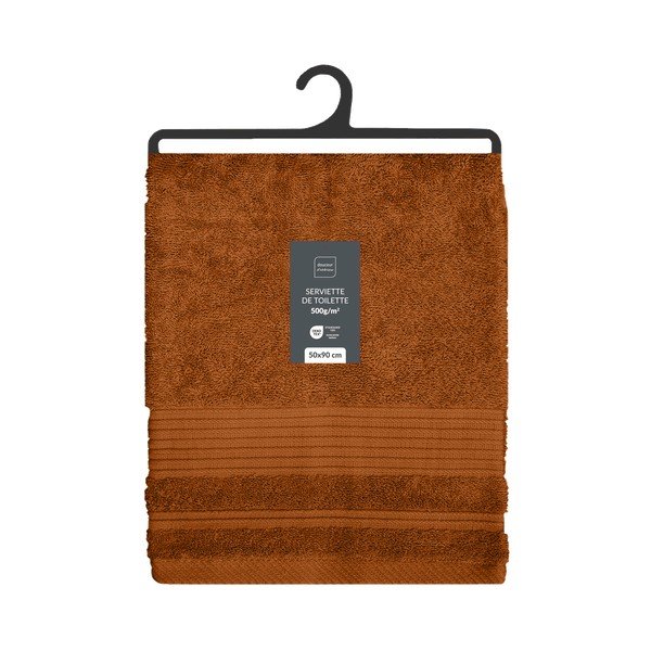Asciugamano tipo terry color terracotta in cotone 50x90 cm Tendresse – douceur d'intérieur-image-4