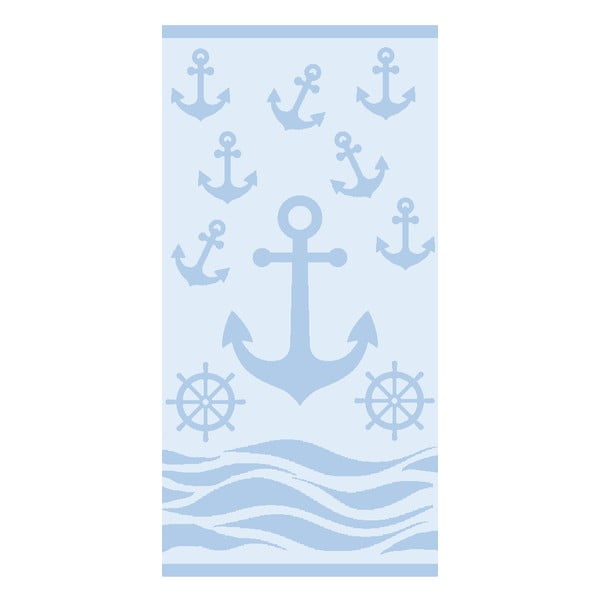 Telo mare tipo terry azzurro in cotone 70x140 cm   Anchor – B.E.S.