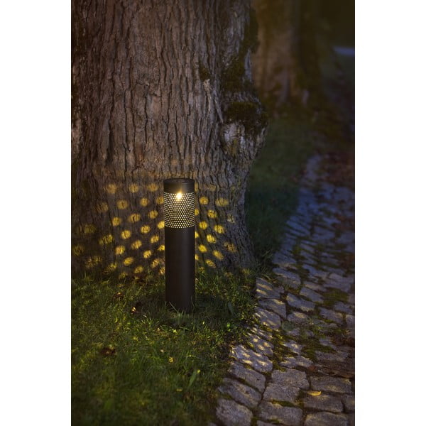 Luce solare a LED in acciaio inox nero, altezza 39 cm Blace - Star Trading-image-3