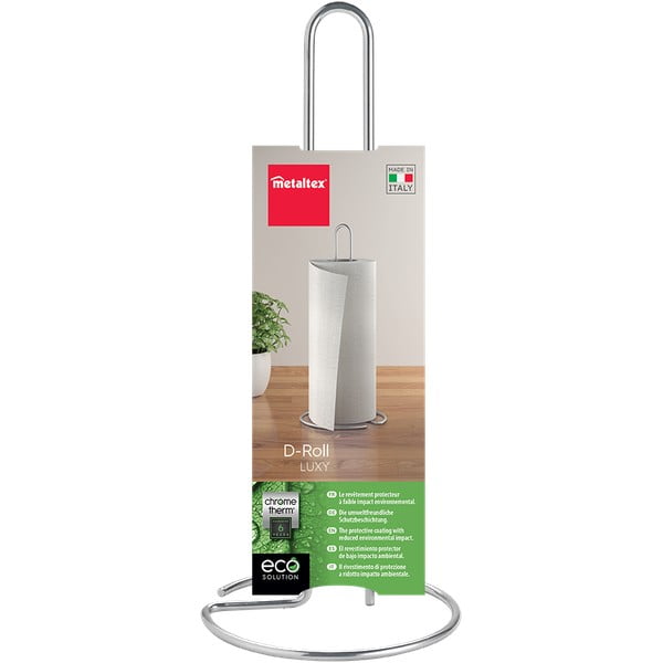 Portarotolo da cucina verticale color argento lucido in acciaio ø 14 cm Luxy – Metaltex-image-2