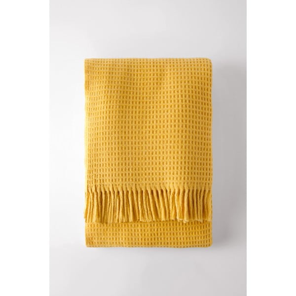 Plaid giallo con motivo Waffle, 140 x 180 cm Waffel - Euromant