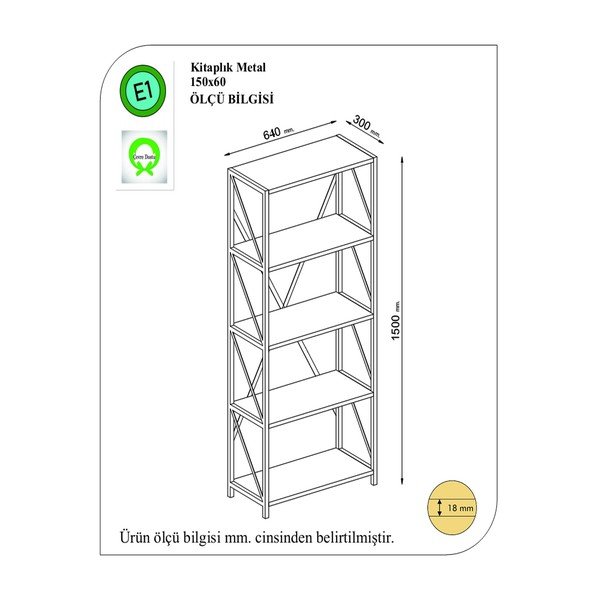 Scaffale in pino nero naturale 64x150 cm Eser - Gauge Concept-image-4