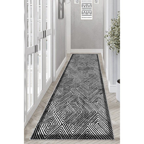 Passatoia bianca e nera lavabile 80x200 cm Rimio – Vitaus-image-1